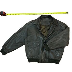 Vintage Roundtree & Yorke Leather Bomber Jacket Mens Large Brown Aviator Peru